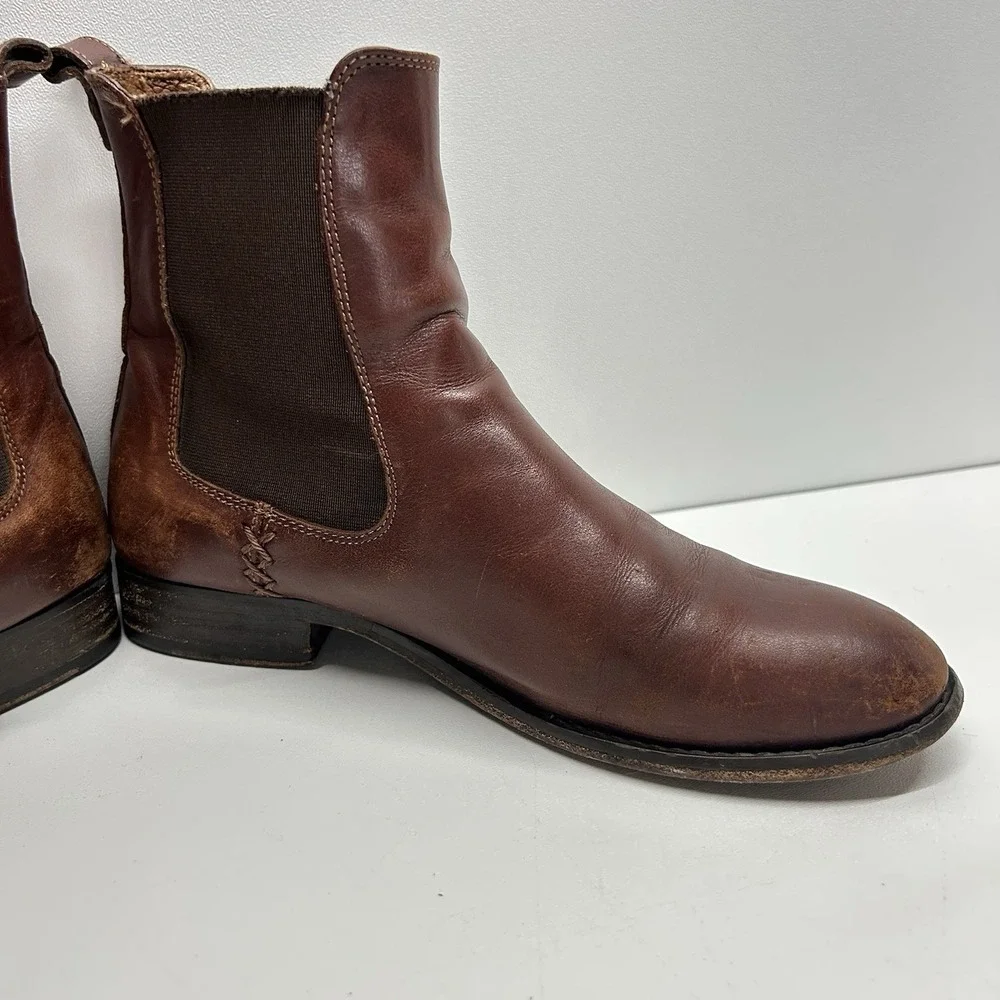 Frye Womens Melissa Chelsea Boot Size 7 B Cognac Leather Pull On Bootie